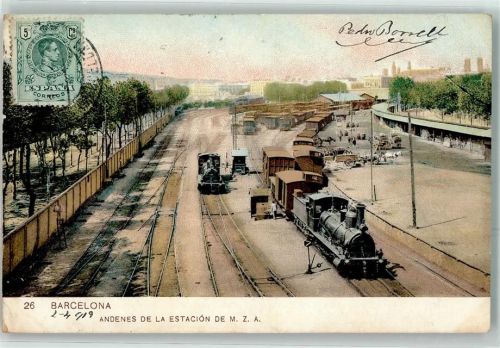 Barcelona 1919 Andenes de la Estacion de M. Z. A. Eisenbahn