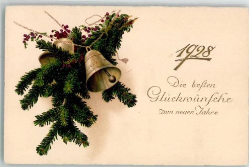 Neujahr Glocke 1928 Jahreszahl Prägedruck