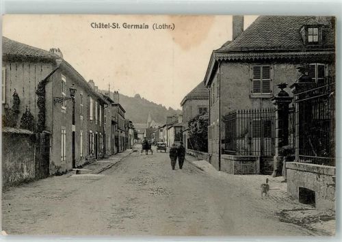 Chatel-Saint-Germain Strassse Pferdewagen Mann Hund Landt. Pionier Komp. 3. bayr. Armee