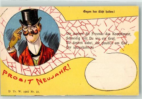 1899 Verlag D Tr. W. 1902 Nr. 22 Humor Neujahr Der Unausstehliche
