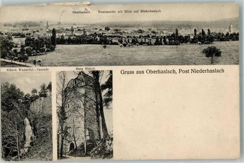 Oberhaslach 1912 Wasserfall und Burgruine Nideck Fototgraf Jos. Roth