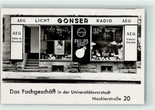 Tübingen Kaufhaus Elektrogeräte Ganser Nauklerstraße 20 KEINE AK Ort handschriftlich