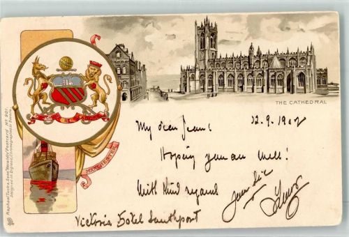 Manchester 1902 the Cathedral Wappen Schiff Raphel Tuck Nr. 901