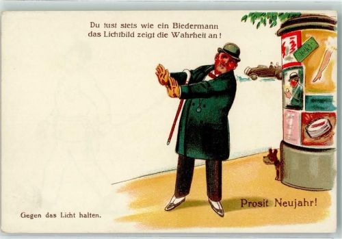 Verlag WS + SB 1286 Humor Neujahr Du tust wie ein Biedermann Litfaßsäule