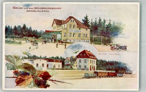 Großdubrau 1916 Gasthaus Waldschlößchen Bahnhof Großdubrau Güterwagen