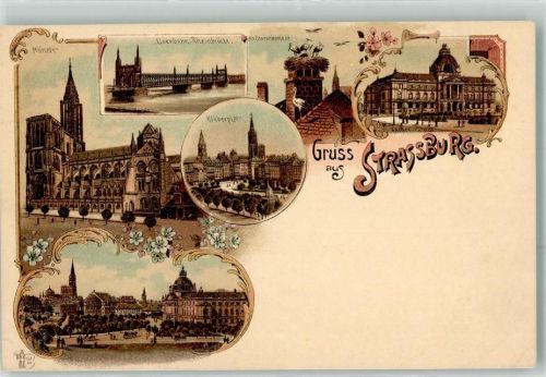 Strasbourg Münster Eisenbahn Rheinbrücke Storchennest Kleberplatz Kutsche Blumen Gruss