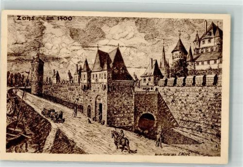 Zons 1928 Um 1400 Judentor sign. F. Witte
