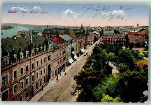 Riesa 1914 Kaiser Wilhelmsplatz Reserve Lazarett-Stempel