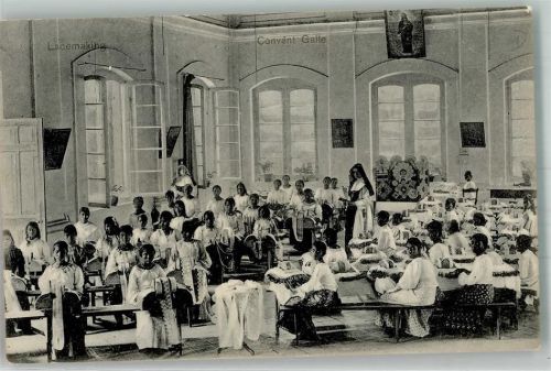 Colombo 1908 Tracht Kirche Lacemaking Convent Galle Ort lt. Stempel