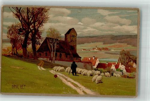 Meissner u. Buch Serie 1462 Frühlingserwachen Schafhirte Kirche