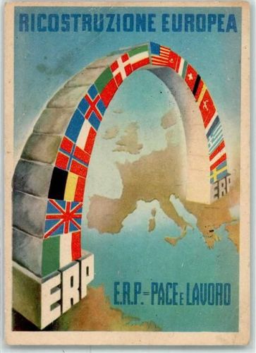 L ERP Europäische Konjunkturprogramm Hilfeplan Amerikas Fahnen Pace E Lavoro Politik