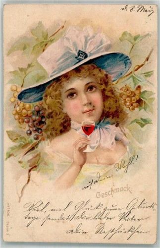 1902 Frau mit Weintrauben - Geschmack - Jugendstil
