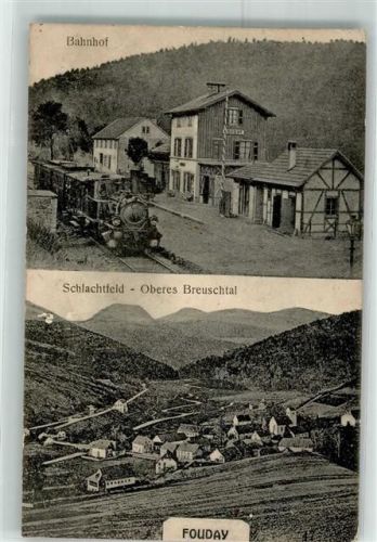 Fouday 1915 Bahnhof Schlachtfeld Oberes Breuschtal Lok Eisenbahn Feldpost 30. Reserve Div.