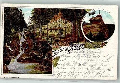 Wernigerode 1902 Steinerne Renne Wasserfall Gasthaus Posthilfstelle