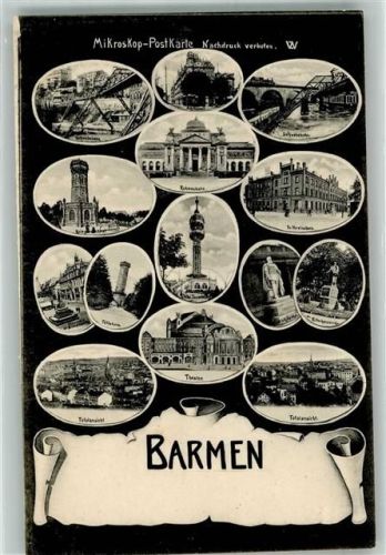 Barmen Schwebebahn Aussichtsturm Theater Denkmal Mikroskop-Karte