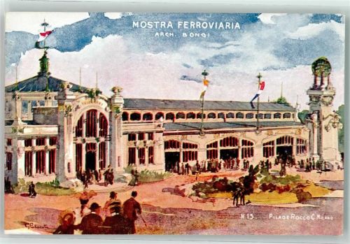 20100 Milano 1906 Künstlerkarte Esposizione Mostra Ferroviaria Arch. Bongi Nr.15