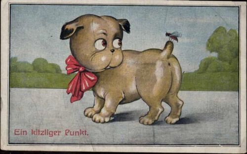 Rasse Hund, Biene, Humor, Künstler-AK AKU2 Humor um 1920
