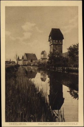 1913 Dinkelsbühl, Hauketurm mit Stadtmühle.,Heiß & Co. AKU1