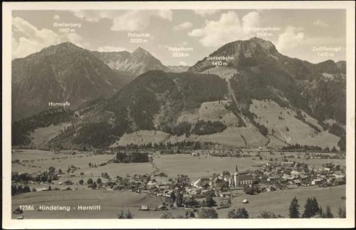 um 1930/40 Hindelang, Luftaufnahme,F. und E. Heimhuber AKU1