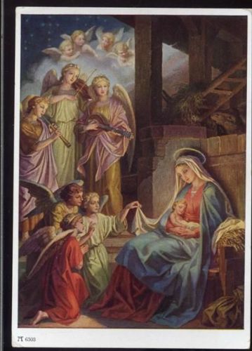 Mutter mit Kind und musizierenden Engeln, Aus dem Leben Jesu, Gemälde von K. Gerhard / Zeichungen von H. Hofmann,F.A. Ackermanns Kunstverlag München,sign. K. Gerhard AKU2 Religion 1943