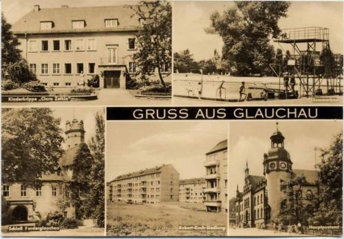 08371 O9610 Glauchau 1968 - Glauchau, 5 Ansichten, Kinderkrippe, Schloss,Bild und Heimat Reichenbach AKU1