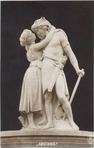 Abschied-, Paar in einer Umarmung AKU1 Skulptur 1916