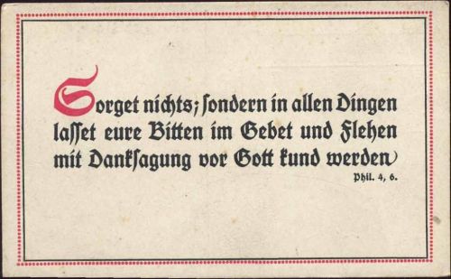 um 1920/40 -Sorget nichts ...-, Philipperbrief 4,6,Spruchkarten-Siftungsverlag in Potsdam AKU1