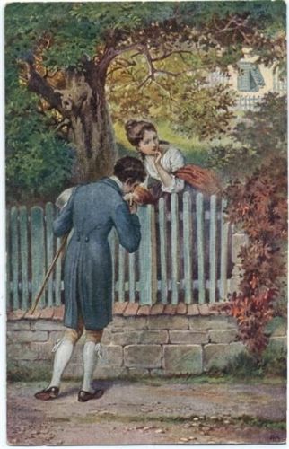 um 1910720 Gemälde, A. Untersberger, -keimende Liebe-