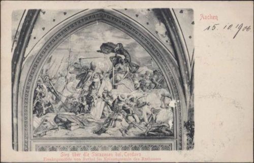 1906 Aachen: Frescogemälde, Rathaus, Sie über die Sarazenen bei Cordova,Adolf Busch AKU2