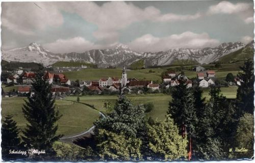 um 1960 Scheidegg, Allgäu, Panorama,W. Rößler AKU1