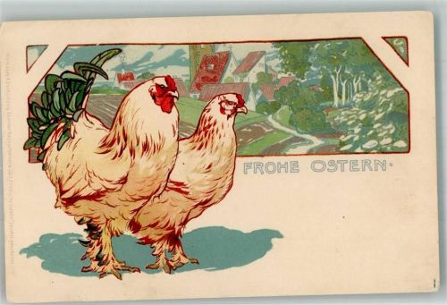 Künstler Postkarten Serie 1123 Fröhliche Ostern Hühner