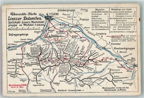 Lienz 1925 Übersichtskarte Lienzer Dolomiten