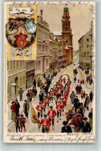München 1900 Wappen Schäfflertanz Theatinerstr. Zieher, Ottmar Nr. 2145