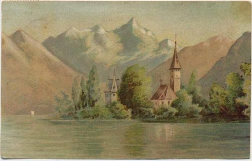 Künstler AK, Landschaft, Kirche AKU2 Kind 1902
