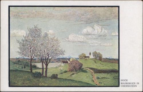 Bäume auf der Wiese, Landschaft, hergestellt 1911, später gebraucht, Künstler AK,Hermann A. Peters,sign. Hoch AKU2 Kind