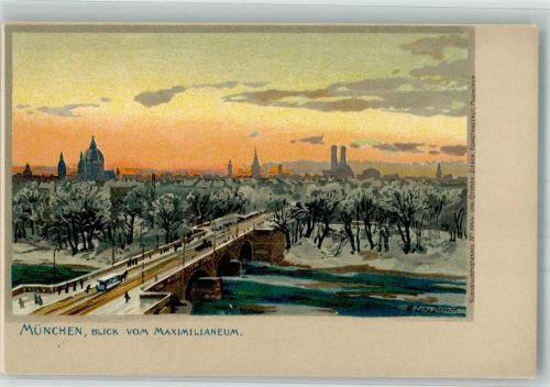 München 1899 Brücke Pferdebahn Zieher, Ottmar Nr. 1044