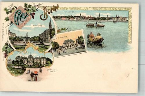 53111 W5300 Bonn Lithographie Ottmar Zieher Kaiserplatz Botanischer Garten Münsterplatz