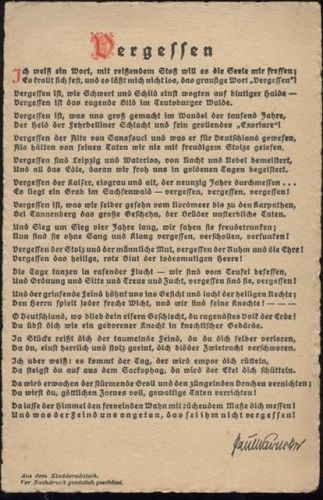 um 1920 Gedicht, -Vergessen-,H. Krüger