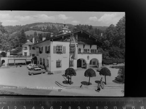 83727 W8162 Schliersee GLASNEGATIV Rathaus m. Ratskeller