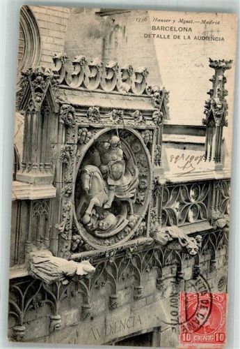Barcelona 1907 Denkmal Detaile de la Audiencia Marke bildseitig Hauser y Menet