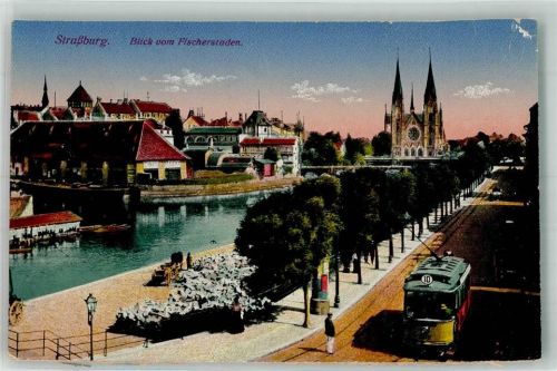 Strasbourg Litfaßsäule Kirche Straßenbahn