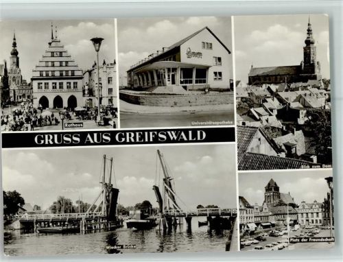 Greifswald Rathaus Universitätsapotheke Blick zum Dom Wiecker Brücke Platz der Freundschaft