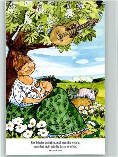 Mutter mit Baby unter dem Baum und Gitarre im Baum