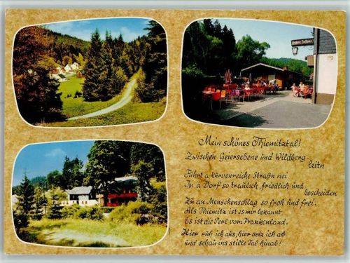 Thiemitz Thiemitztal Gaststätte Pension Zum Forsthaus Gedicht 3-Bildaufnahme