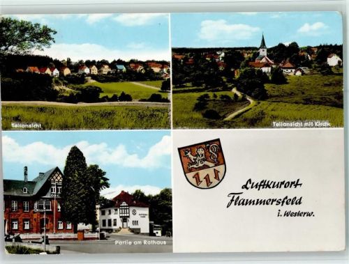 Flammersfeld Teilansicht Kirche Partie am Rathaus 3-Bildaufnahme