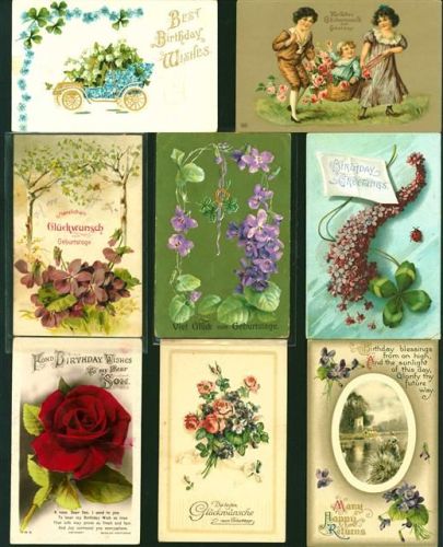 Blumen Lot mit 19 AK, alles Prägedrucke, ca. 1902-1917: teils mit Gebrauchsspuren, größtenteils gelaufen Geburtstag Kleinposten bis 20