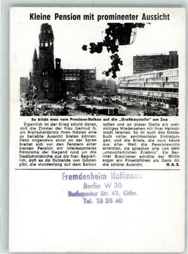 10115 W1000 Charlottenburg - Fremdenheim Hoffmann Kaiser Wilhelm-Gedächtniskirche