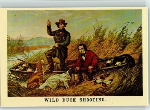 Amerikanische Pioniere mit den Hunden bei der Entenjagd AKU2