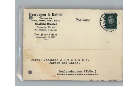 07318 O6800 Saalfeld , Saale - Heerdegen & Knittel, Vertreter für Farben, Lacke ... AKU2