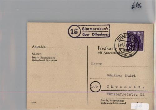 Simmersbach Landpoststempel
